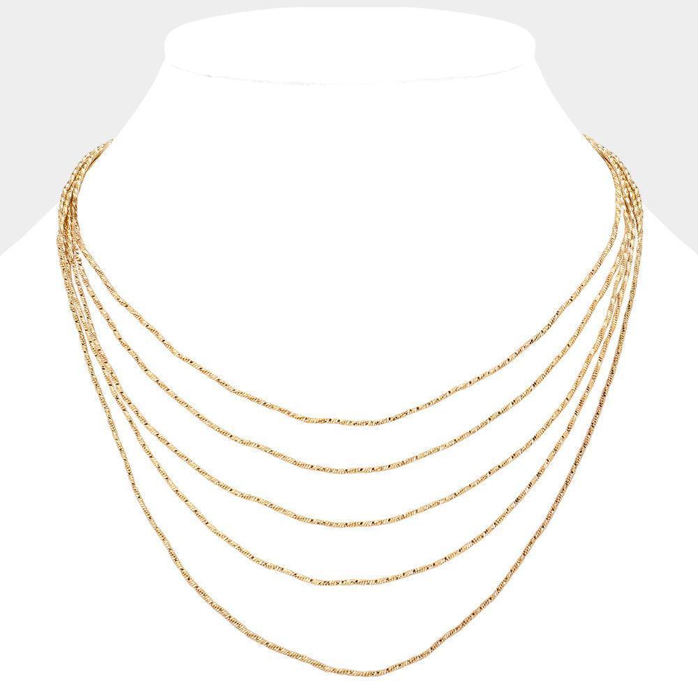 Gold Multi Layered Brass Chain Necklace - Jewelry Store by Erik Rayo