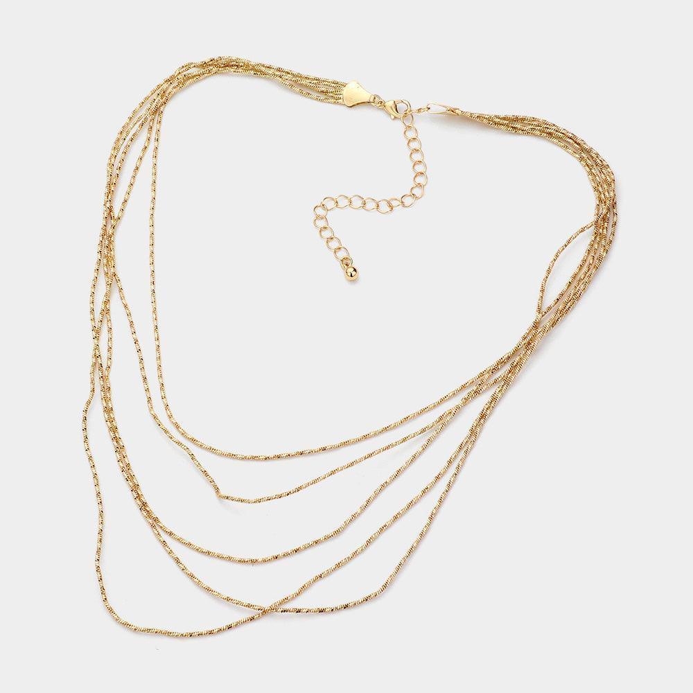 Gold Multi Layered Brass Chain Necklace - Jewelry Store by Erik Rayo