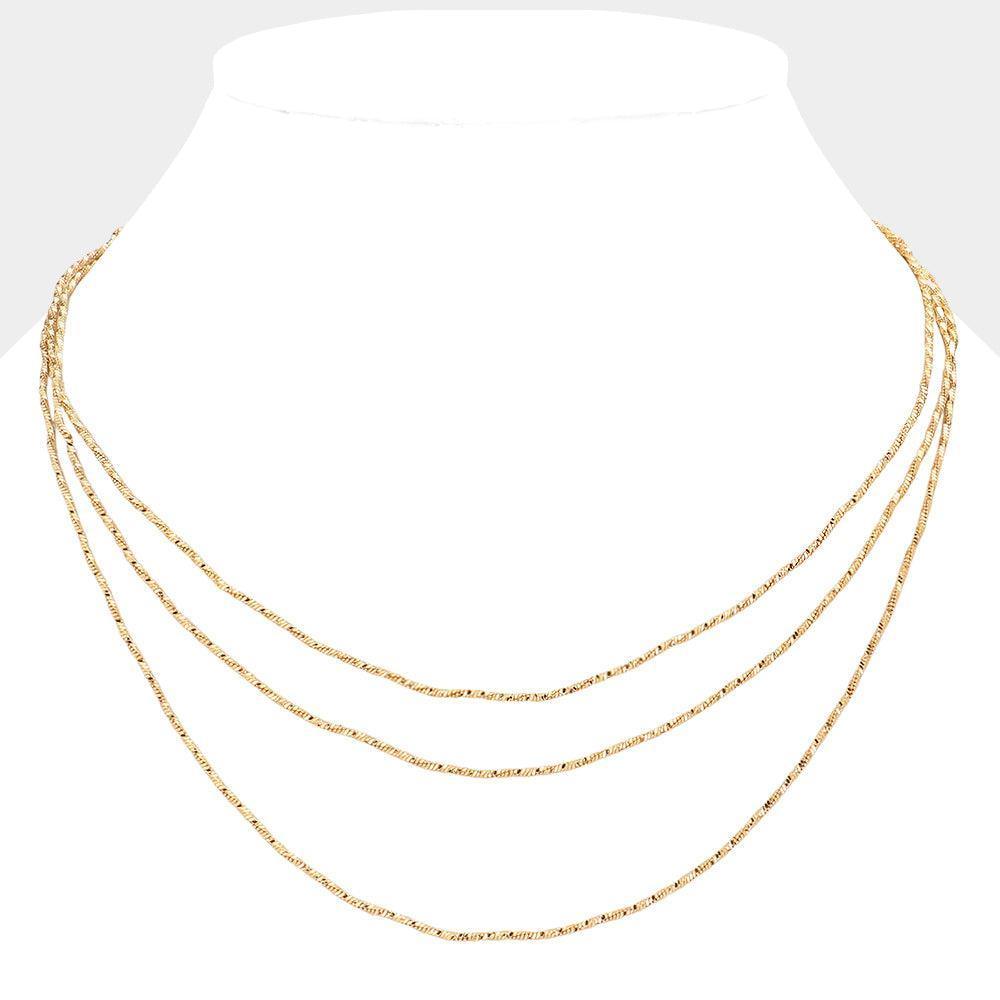 Gold Triple Layered Brass Chain Necklace - Jewelry Store by Erik Rayo