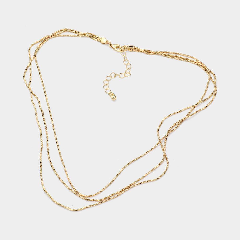 Gold Triple Layered Brass Chain Necklace - Jewelry Store by Erik Rayo