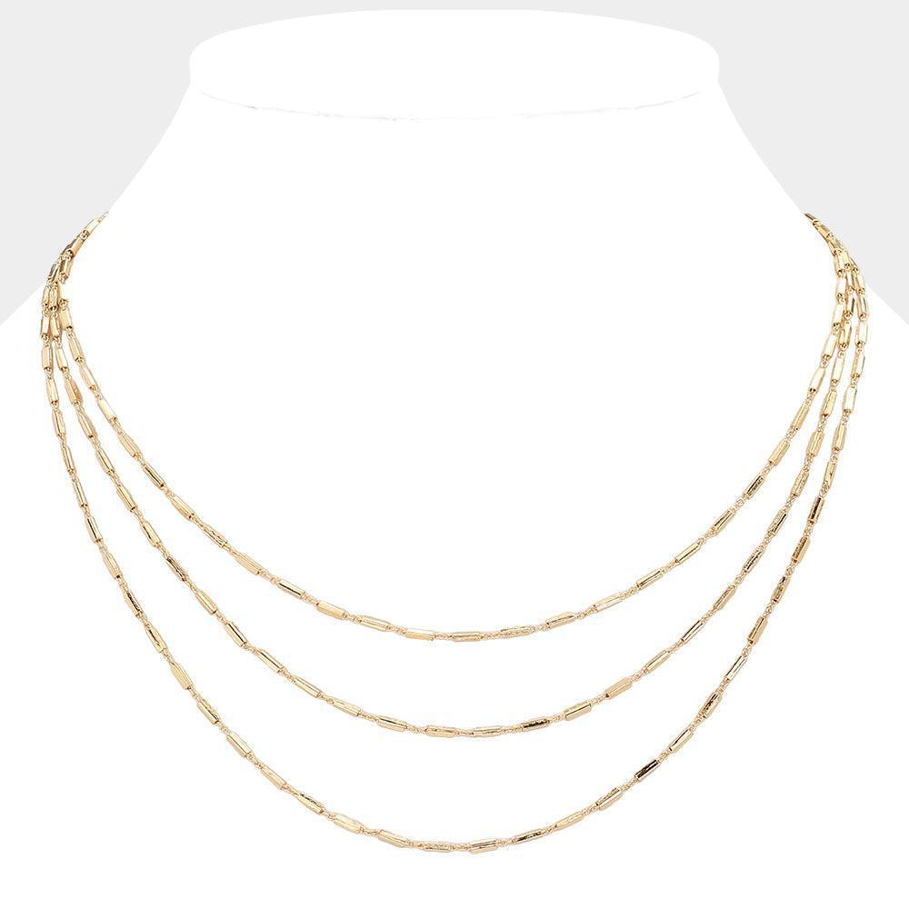 Gold Triple Layered Brass Chain Necklace - Jewelry Store by Erik Rayo