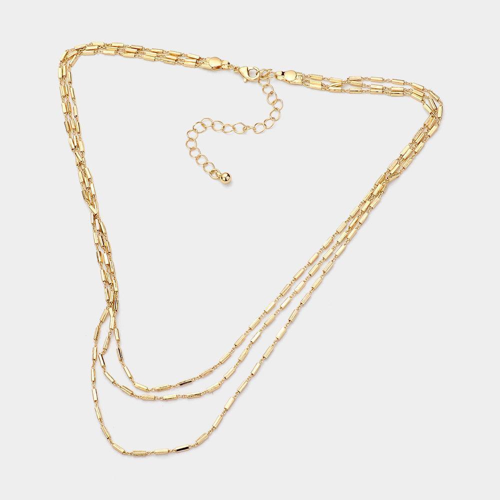 Gold Triple Layered Brass Chain Necklace - Jewelry Store by Erik Rayo