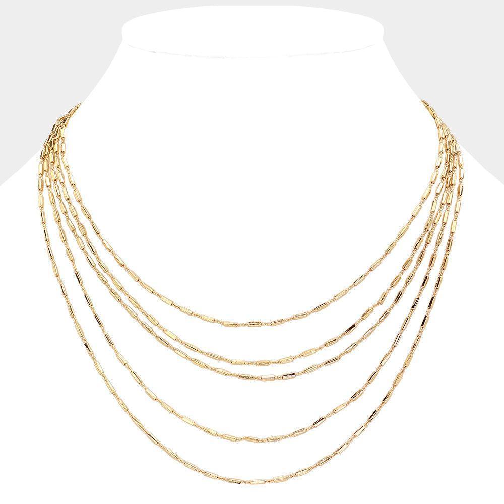 Gold Multi Layered Brass Chain Necklace - Jewelry Store by Erik Rayo