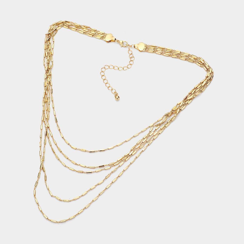 Gold Multi Layered Brass Chain Necklace - Jewelry Store by Erik Rayo