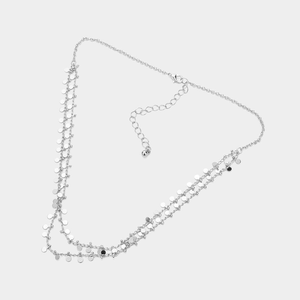 Brass Metal Disc Station Double Layered Necklace - Jewelry Store by Erik Rayo