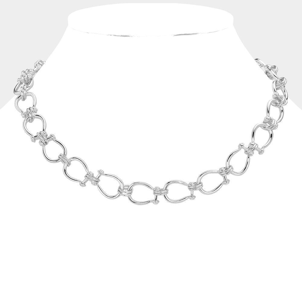 Brass Metal Horseshoe Link Necklace - Jewelry Store by Erik Rayo