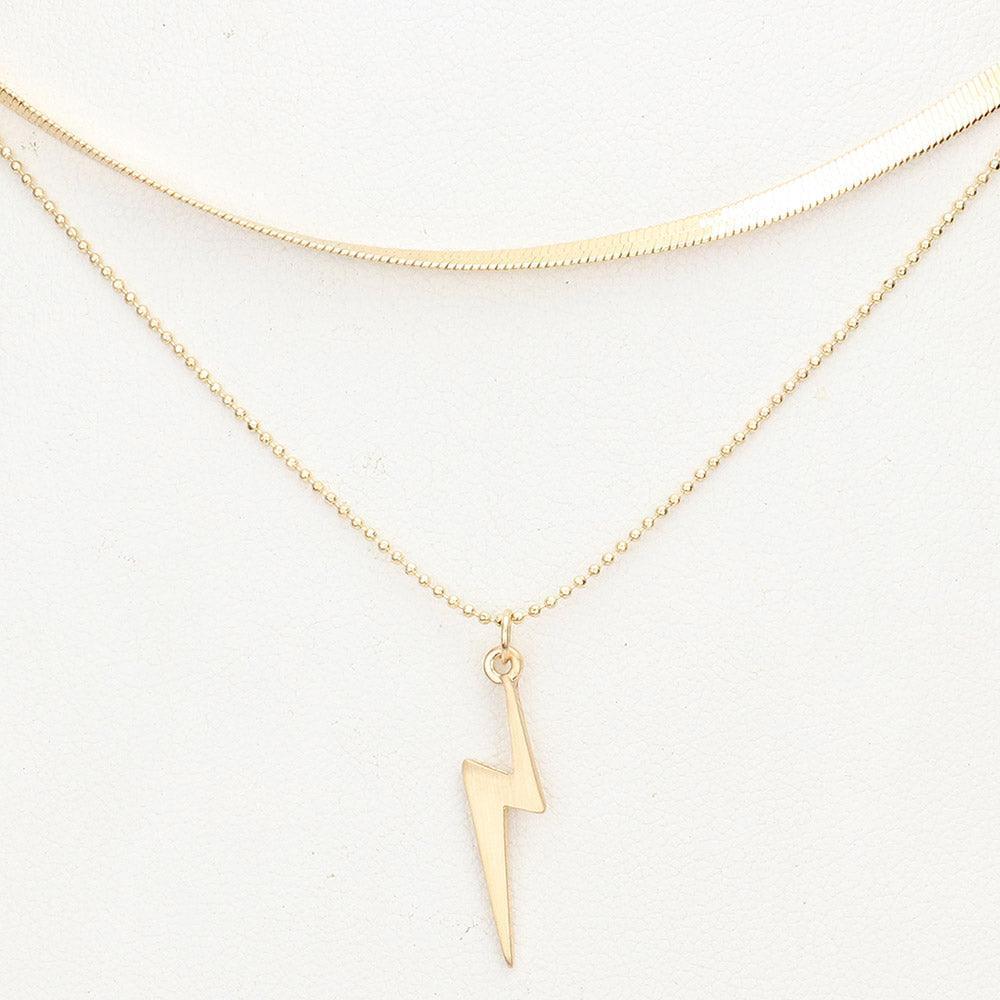 Gold Lightning Pendant Double Layered Necklace - Jewelry Store by Erik Rayo