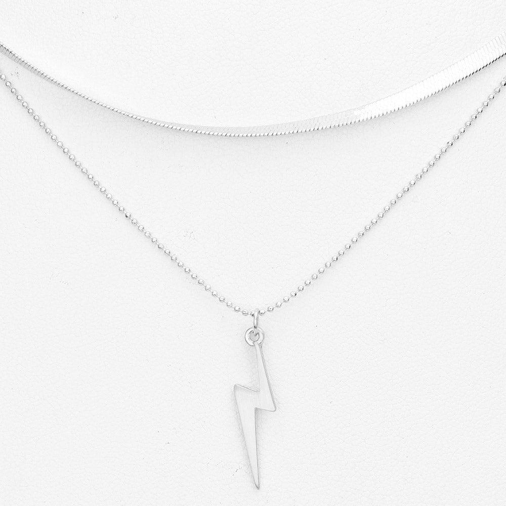 Silver Lightning Pendant Double Layered Necklace - Jewelry Store by Erik Rayo