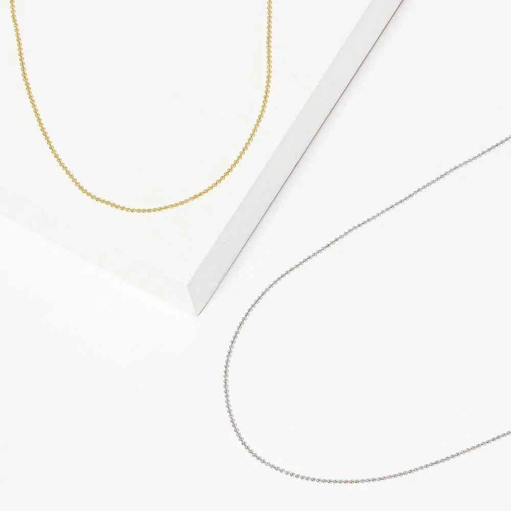 Gold White Gold Dipped Skinny Bubble Chain Metal Necklace - Jewelry Store by Erik Rayo