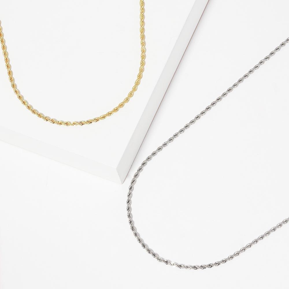 Gold White Gold Dipped Rope Chain Metal Necklace - Jewelry Store by Erik Rayo