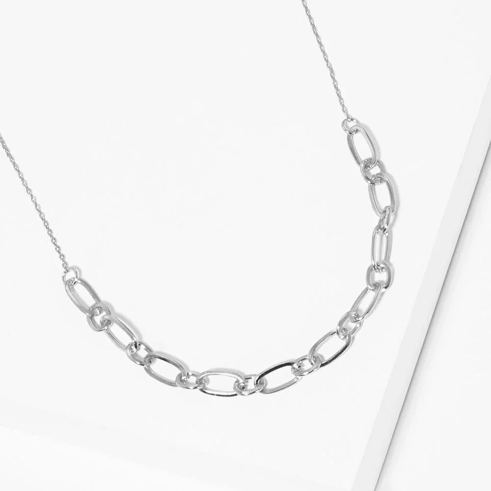 Gold White Gold Dipped Open Metal Oval Link Necklace - Jewelry Store by Erik Rayo