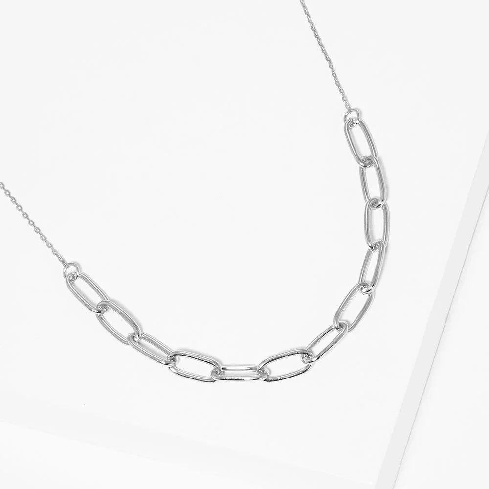Gold White Gold Dipped Open Metal Oval Link Necklace - Jewelry Store by Erik Rayo