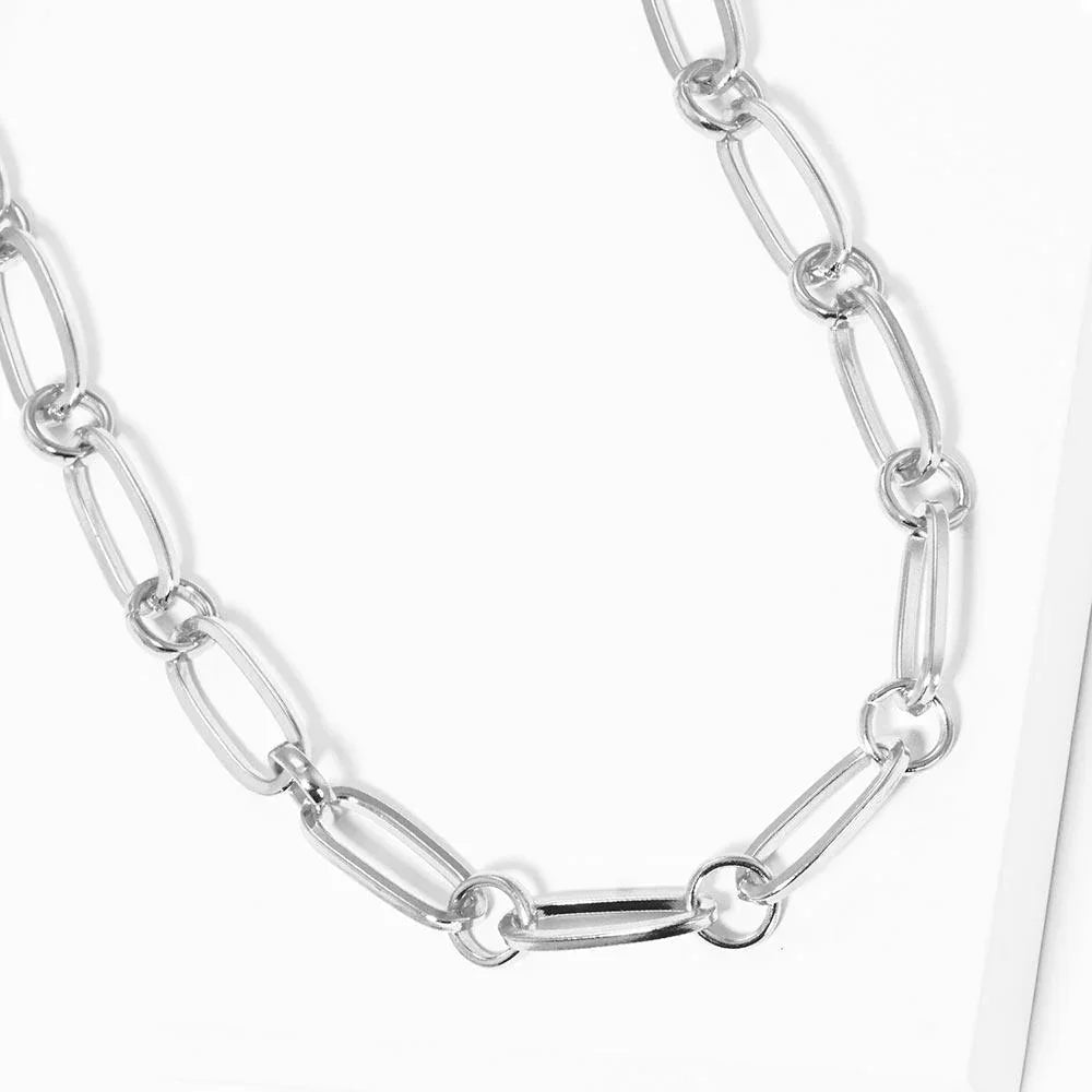 Gold White Gold Dipped Open Metal Oval Link Necklace - Jewelry Store by Erik Rayo
