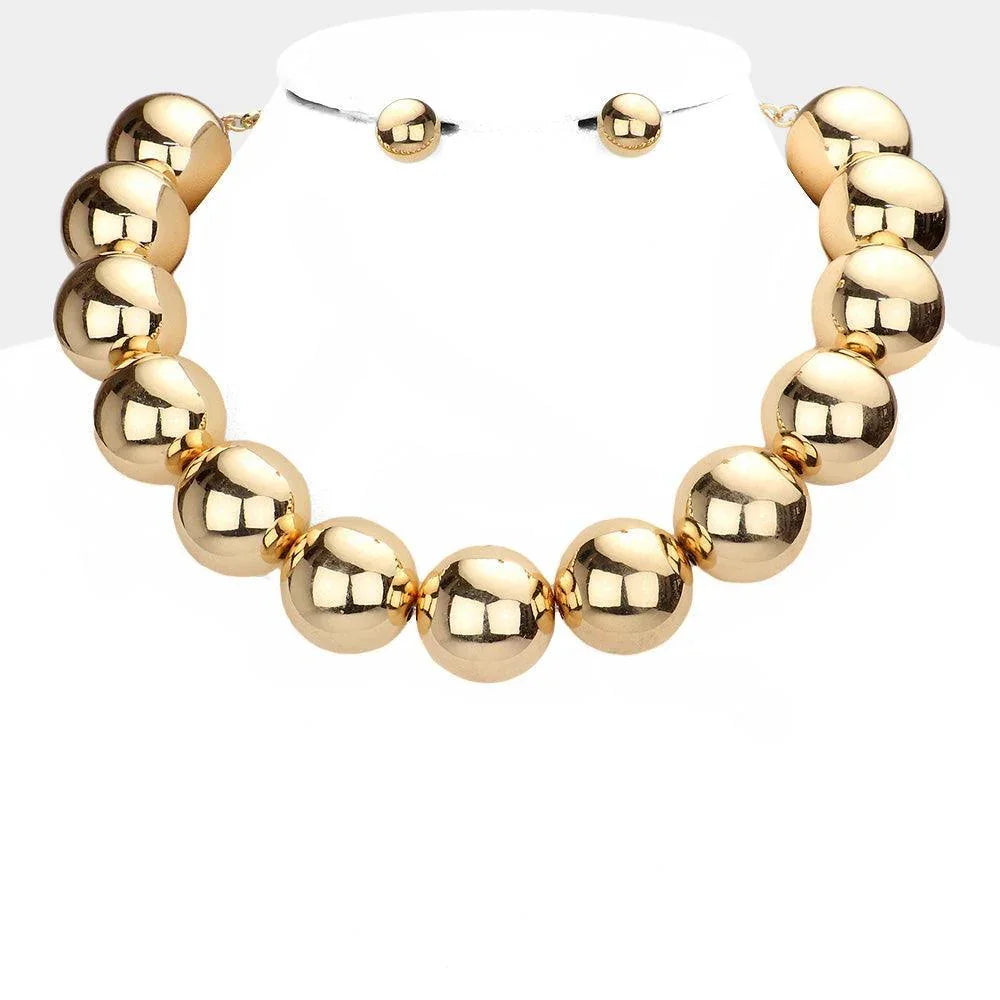 Gold Chunky Metal Ball Necklace - Jewelry Store by Erik Rayo