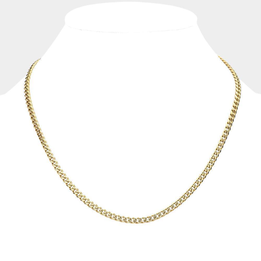 Gold 6 Diamond Cut Stainless Steel 18 Inch 4mm Cuban Metal Chain Necklace - Jewelry Store by Erik Rayo