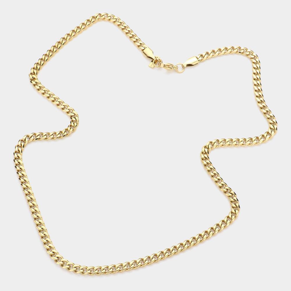 Gold 6 Diamond Cut Stainless Steel 18 Inch 4mm Cuban Metal Chain Necklace - Jewelry Store by Erik Rayo