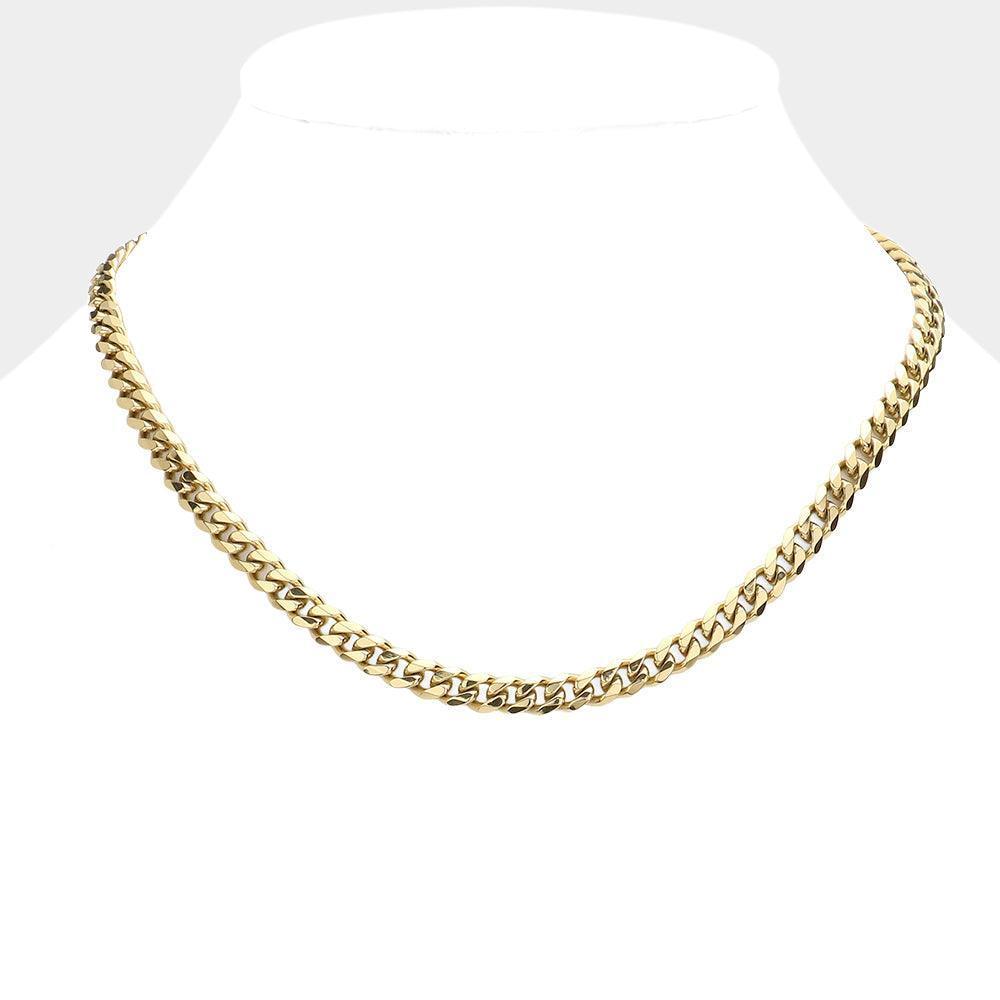 Gold 6 Diamond Cut Stainless Steel 16 Inch 6.2mm Cuban Metal Chain Necklace - Jewelry Store by Erik Rayo