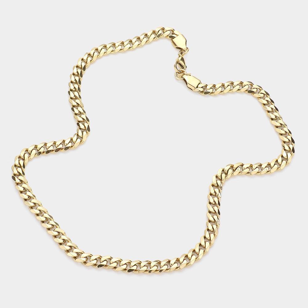 Gold 6 Diamond Cut Stainless Steel 16 Inch 6.2mm Cuban Metal Chain Necklace - Jewelry Store by Erik Rayo