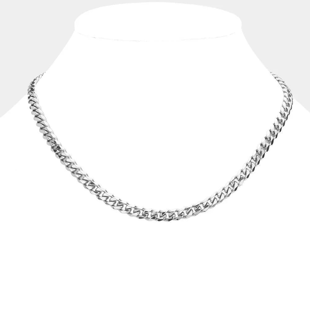6 Diamond Cut Stainless Steel 16 Inch 6.2mm Cuban Metal Chain Necklace - Jewelry Store by Erik Rayo