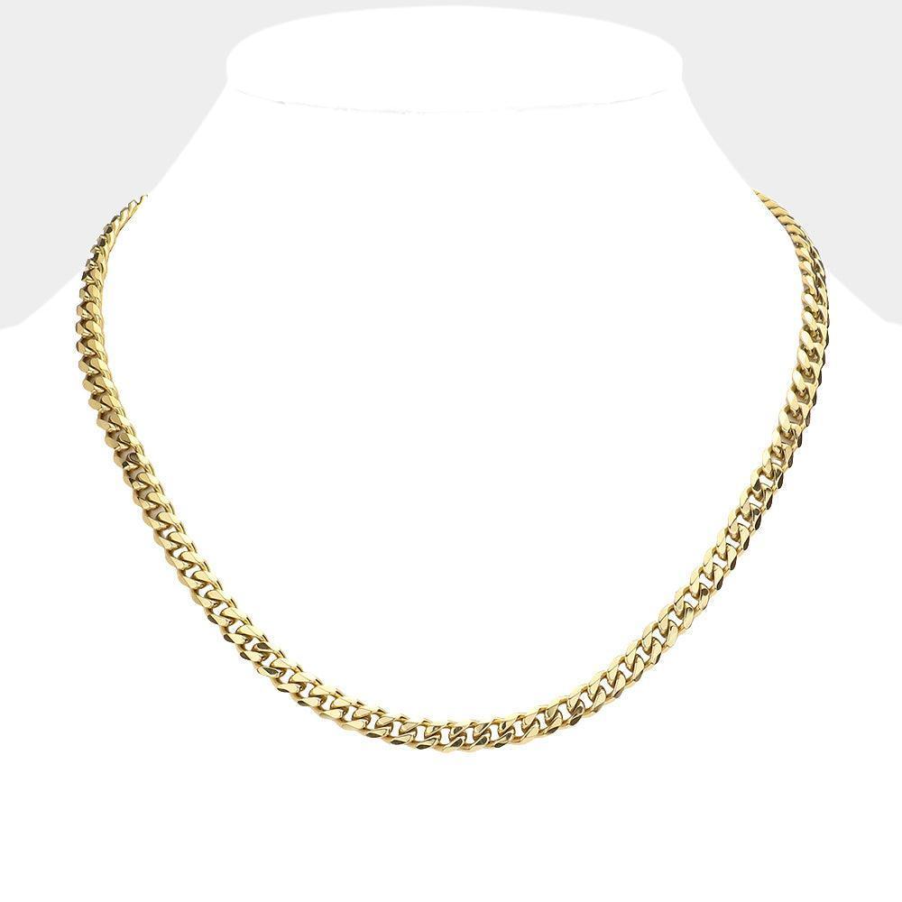Gold 6 Diamond Cut Stainless Steel 18 Inch 6.2mm Cuban Metal Chain Necklace - Jewelry Store by Erik Rayo