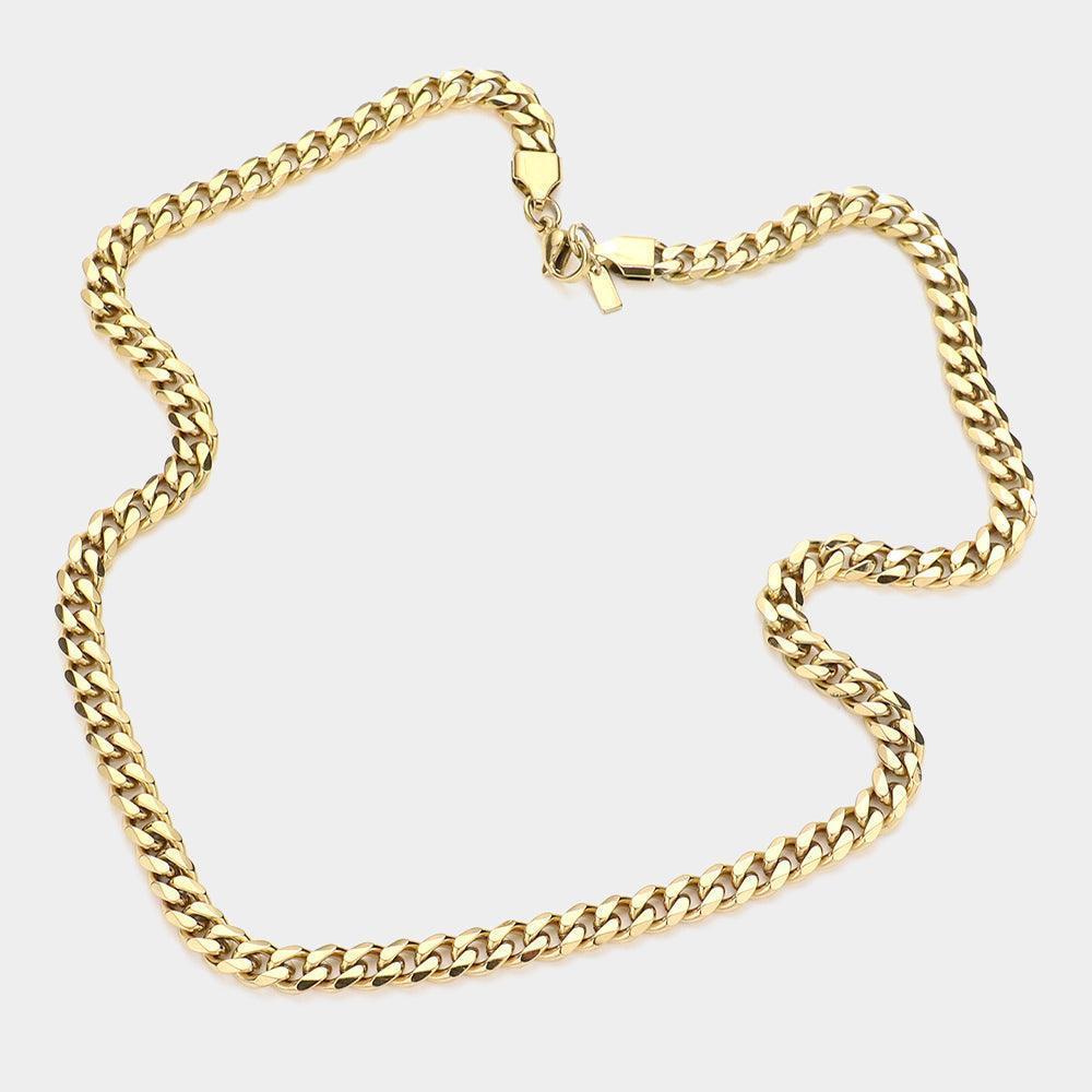 Gold 6 Diamond Cut Stainless Steel 18 Inch 6.2mm Cuban Metal Chain Necklace - Jewelry Store by Erik Rayo