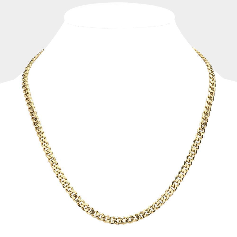 Gold 6 Diamond Cut Stainless Steel 20 Inch 6.2mm Cuban Metal Chain Necklace - Jewelry Store by Erik Rayo