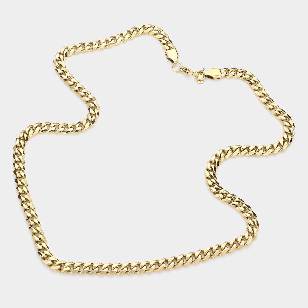 Gold 6 Diamond Cut Stainless Steel 20 Inch 6.2mm Cuban Metal Chain Necklace - Jewelry Store by Erik Rayo