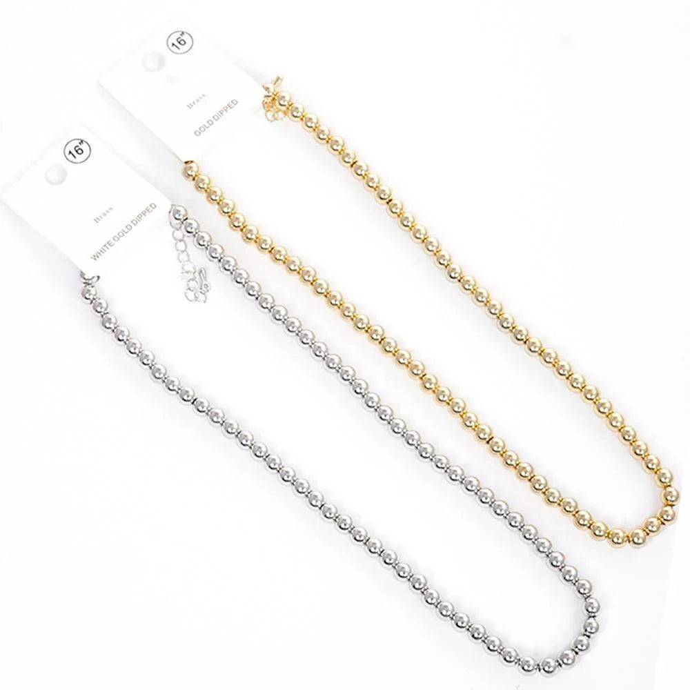 Gold White Gold Dipped Ball Chain Necklace - Jewelry Store by Erik Rayo