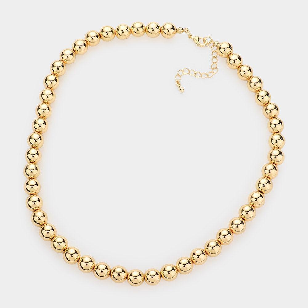 Gold Gold Dipped Brass Metal 10mm Ball Necklace - Jewelry Store by Erik Rayo