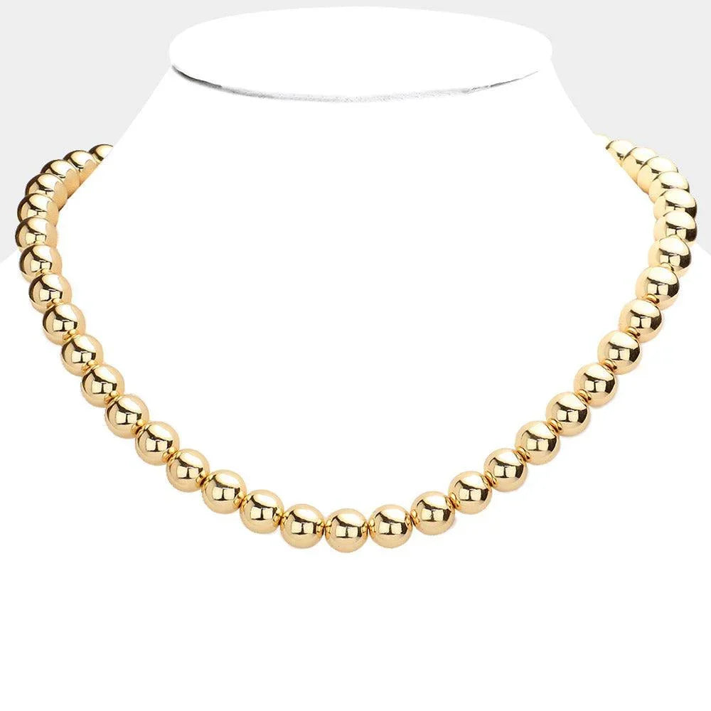 Gold Gold Dipped Brass Metal 10mm Ball Necklace - Jewelry Store by Erik Rayo
