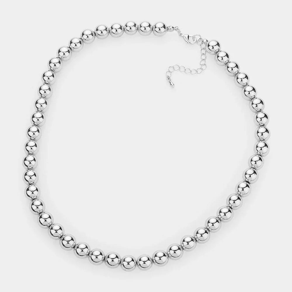 Gold White Gold Dipped Brass Metal 10mm Ball Necklace - Jewelry Store by Erik Rayo