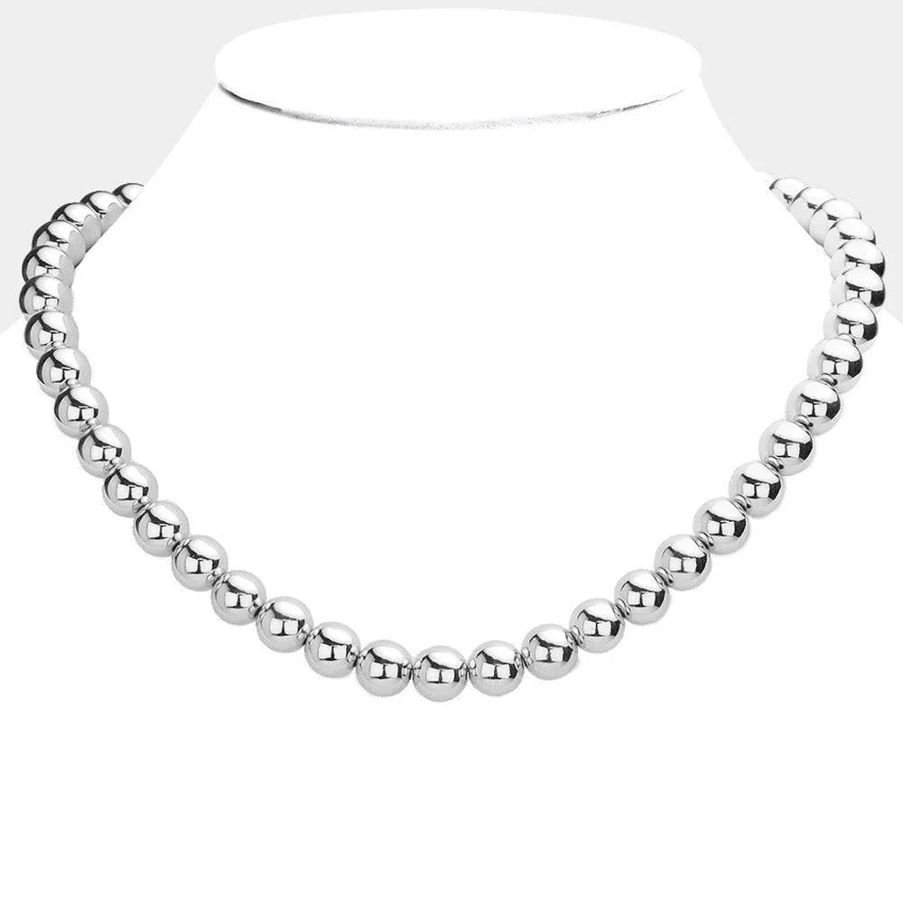 Gold White Gold Dipped Brass Metal 10mm Ball Necklace - Jewelry Store by Erik Rayo