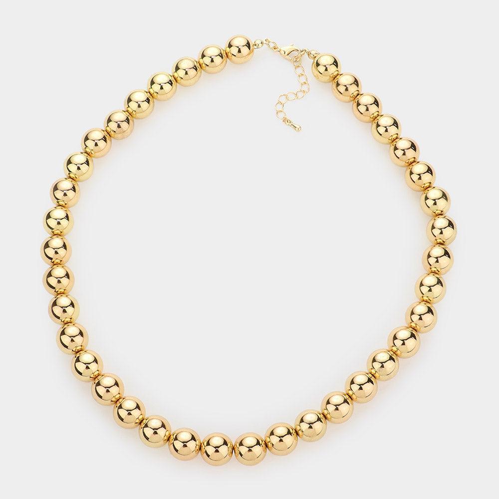 Gold Gold Dipped Brass Metal 12mm Ball Necklace - Jewelry Store by Erik Rayo