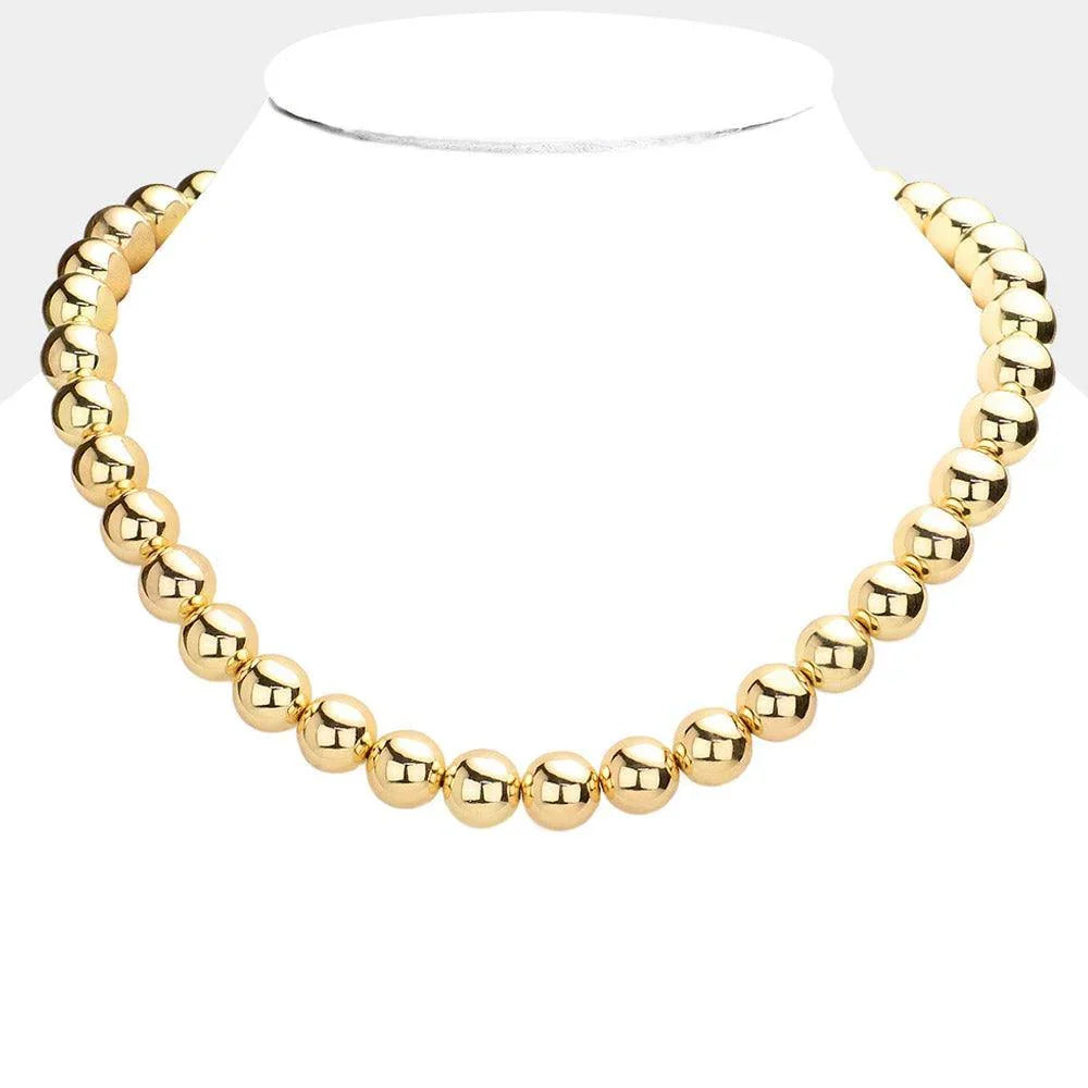 Gold Gold Dipped Brass Metal 12mm Ball Necklace - Jewelry Store by Erik Rayo