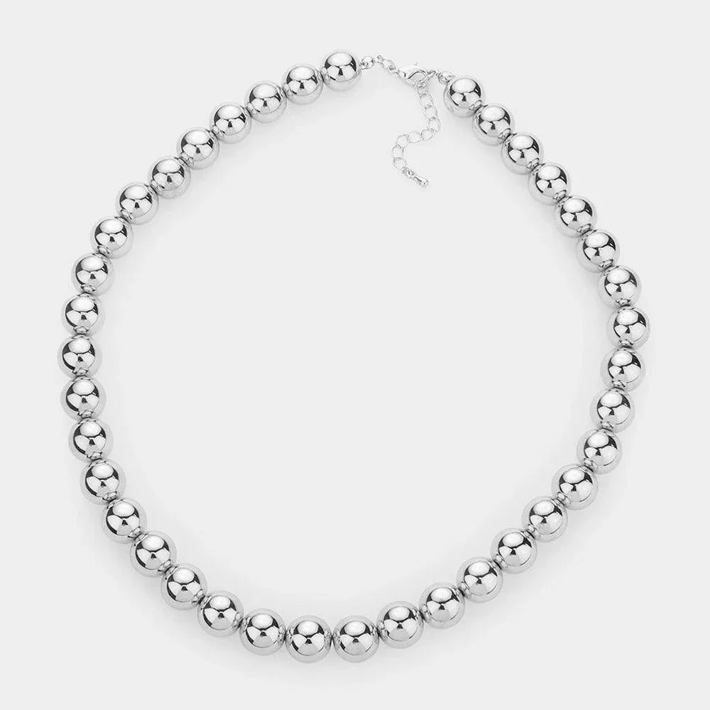 Gold White Gold Dipped Brass Metal 12mm Ball Necklace - Jewelry Store by Erik Rayo