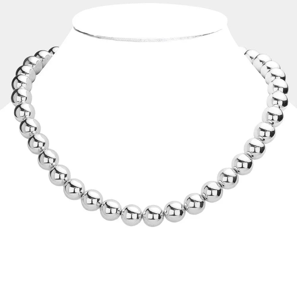 Gold White Gold Dipped Brass Metal 12mm Ball Necklace - Jewelry Store by Erik Rayo