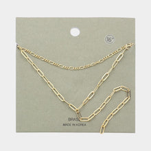 Load image into Gallery viewer, Gold Brass Metal Open Metal Link Double Layered Y Necklace
