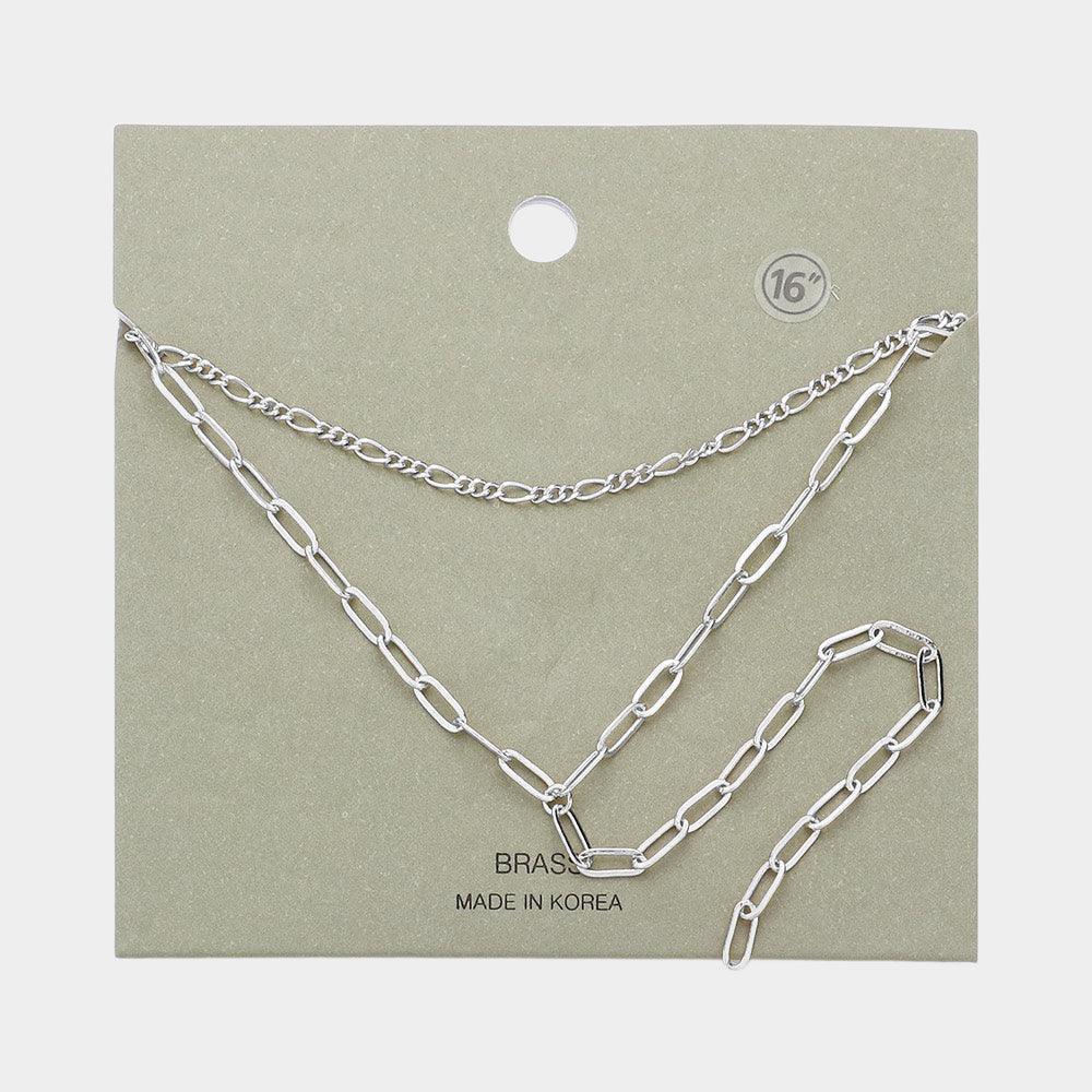 Brass Metal Open Metal Link Double Layered Y Necklace - Jewelry Store by Erik Rayo