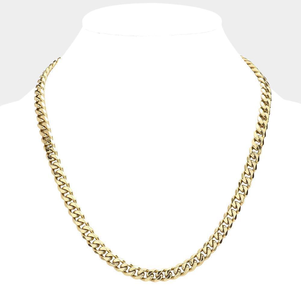 Gold 6 Diamond Cut Stainless Steel 20 Inch 8mm Cuban Metal Chain Necklace - Jewelry Store by Erik Rayo