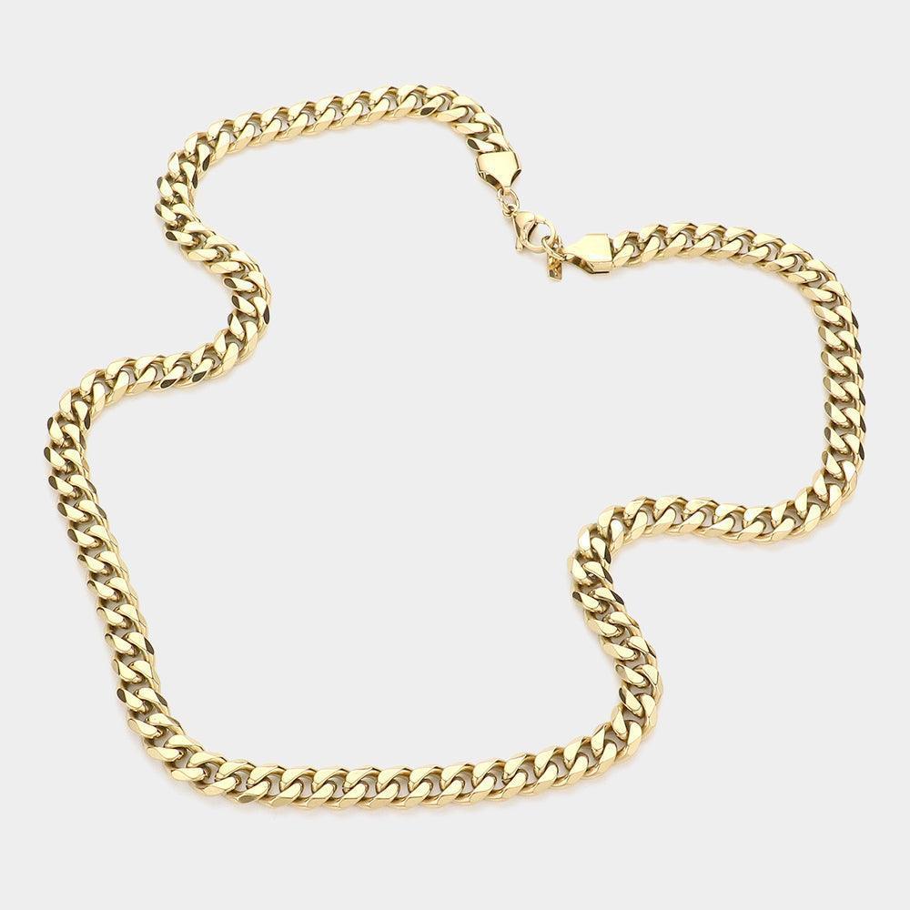 Gold 6 Diamond Cut Stainless Steel 20 Inch 8mm Cuban Metal Chain Necklace - Jewelry Store by Erik Rayo