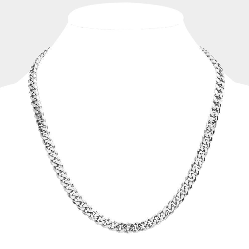 6 Diamond Cut Stainless Steel 20 Inch 8mm Cuban Metal Chain Necklace - Jewelry Store by Erik Rayo