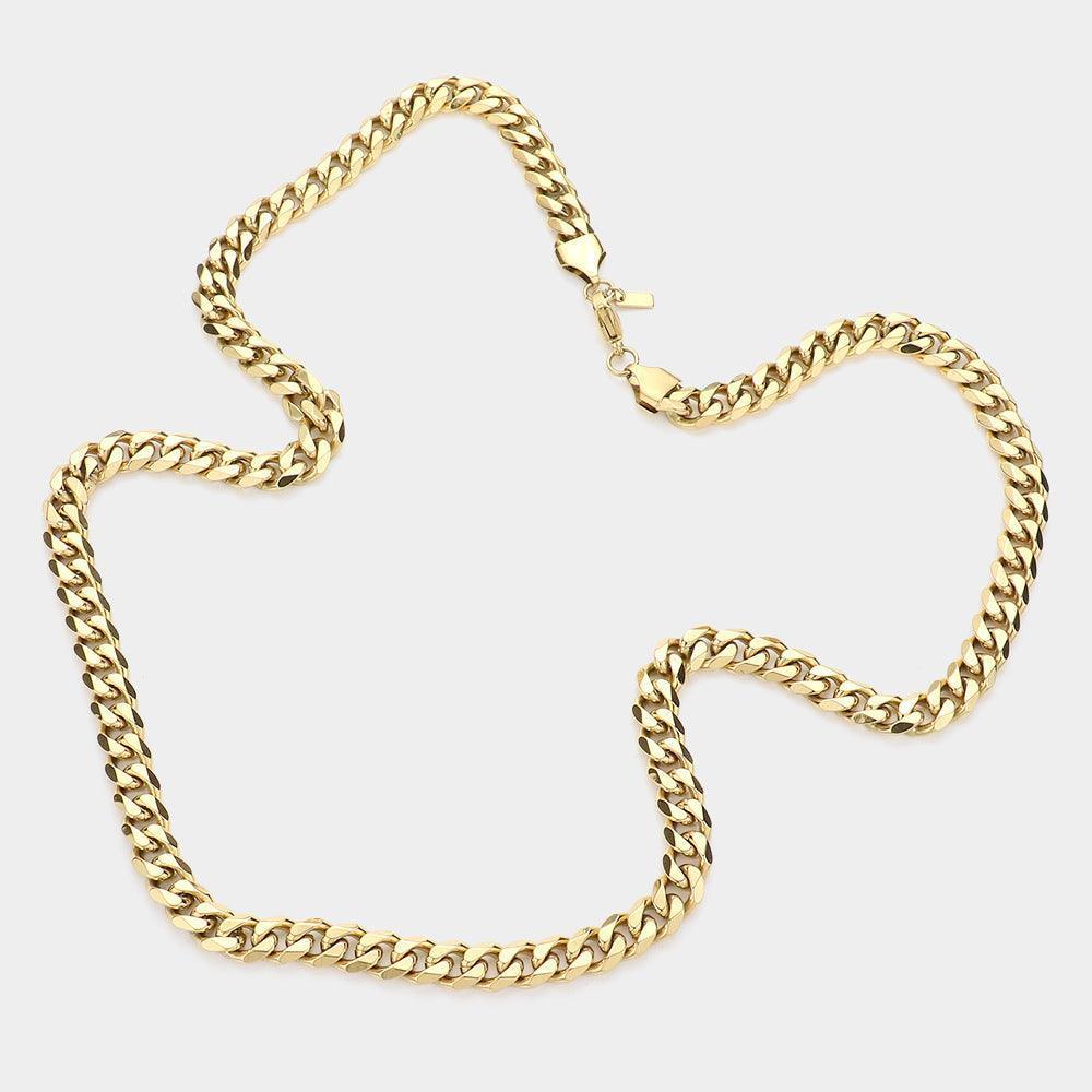 Gold 6 Diamond Cut Stainless Steel 24 Inch 8mm Cuban Metal Chain Necklace - Jewelry Store by Erik Rayo