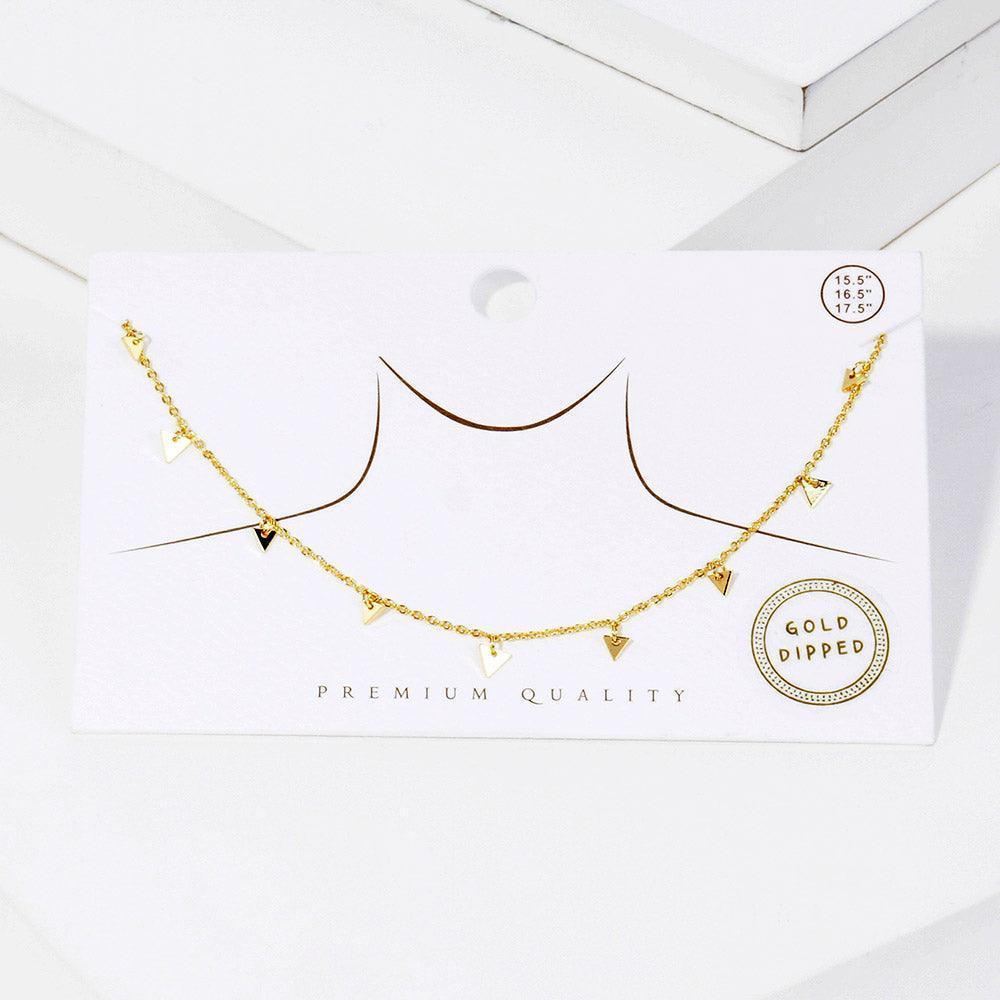 Gold Gold Dipped Metal Triangle Station Necklace - Jewelry Store by Erik Rayo