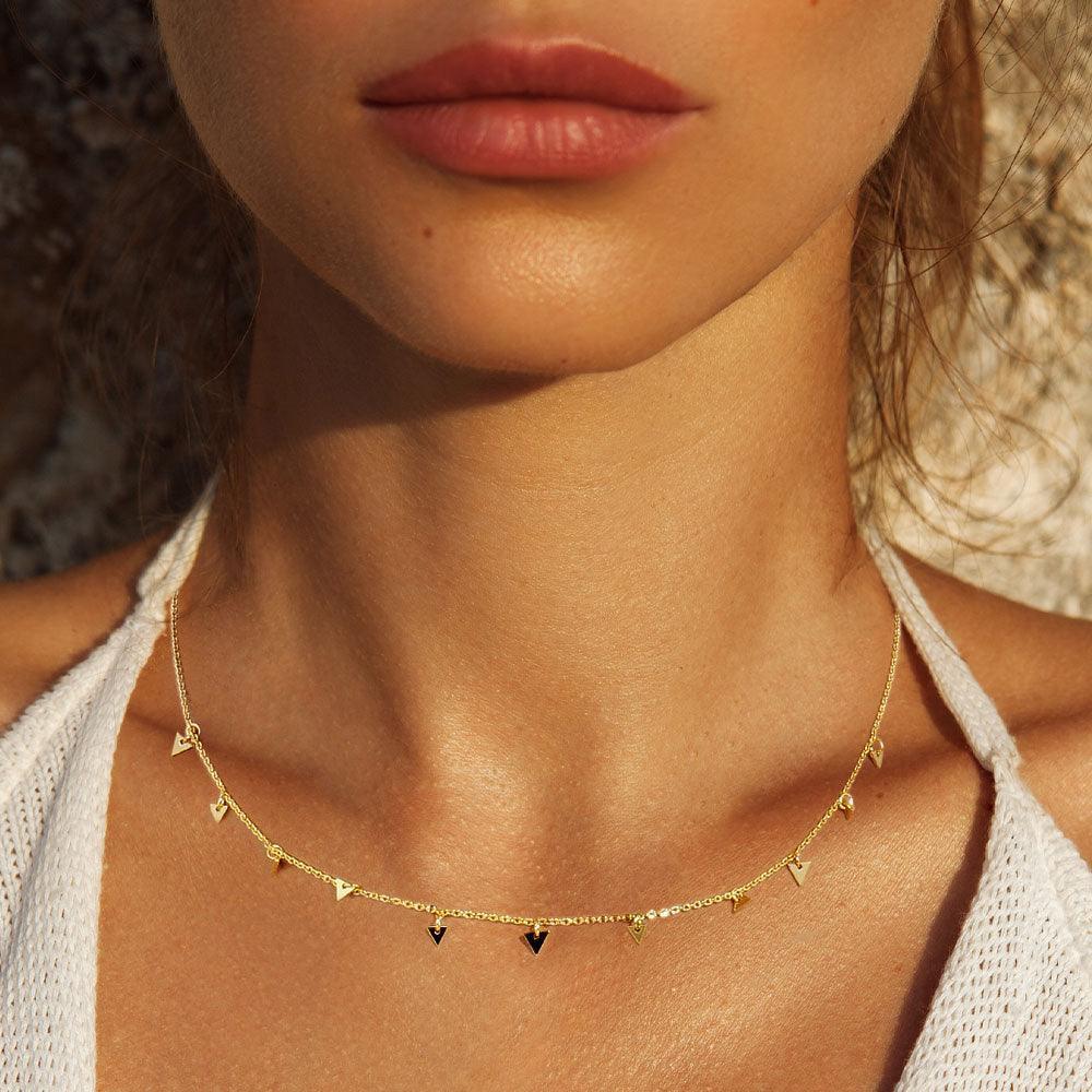 Gold Gold Dipped Metal Triangle Station Necklace - Jewelry Store by Erik Rayo