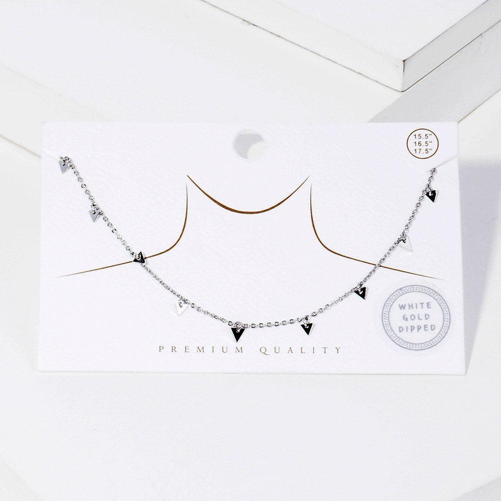 Gold White Gold Dipped Metal Triangle Station Necklace - Jewelry Store by Erik Rayo