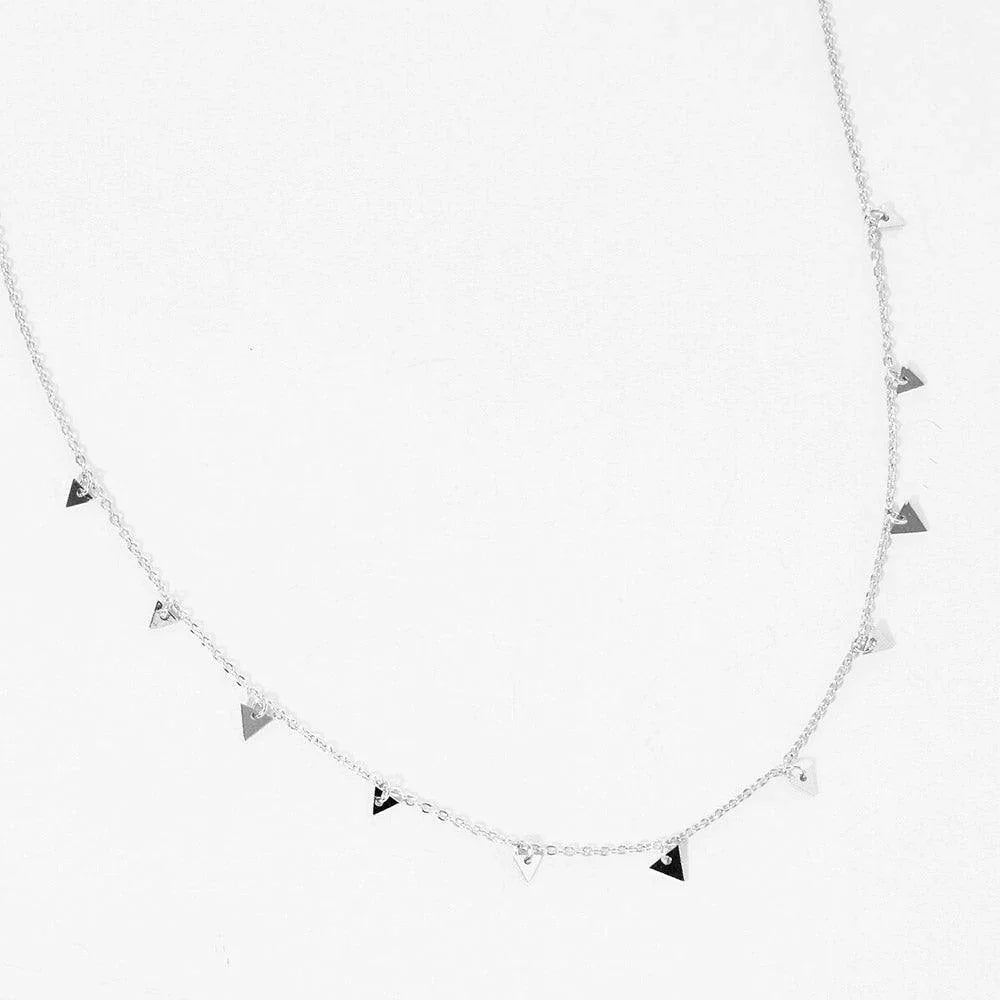 Gold White Gold Dipped Metal Triangle Station Necklace - Jewelry Store by Erik Rayo