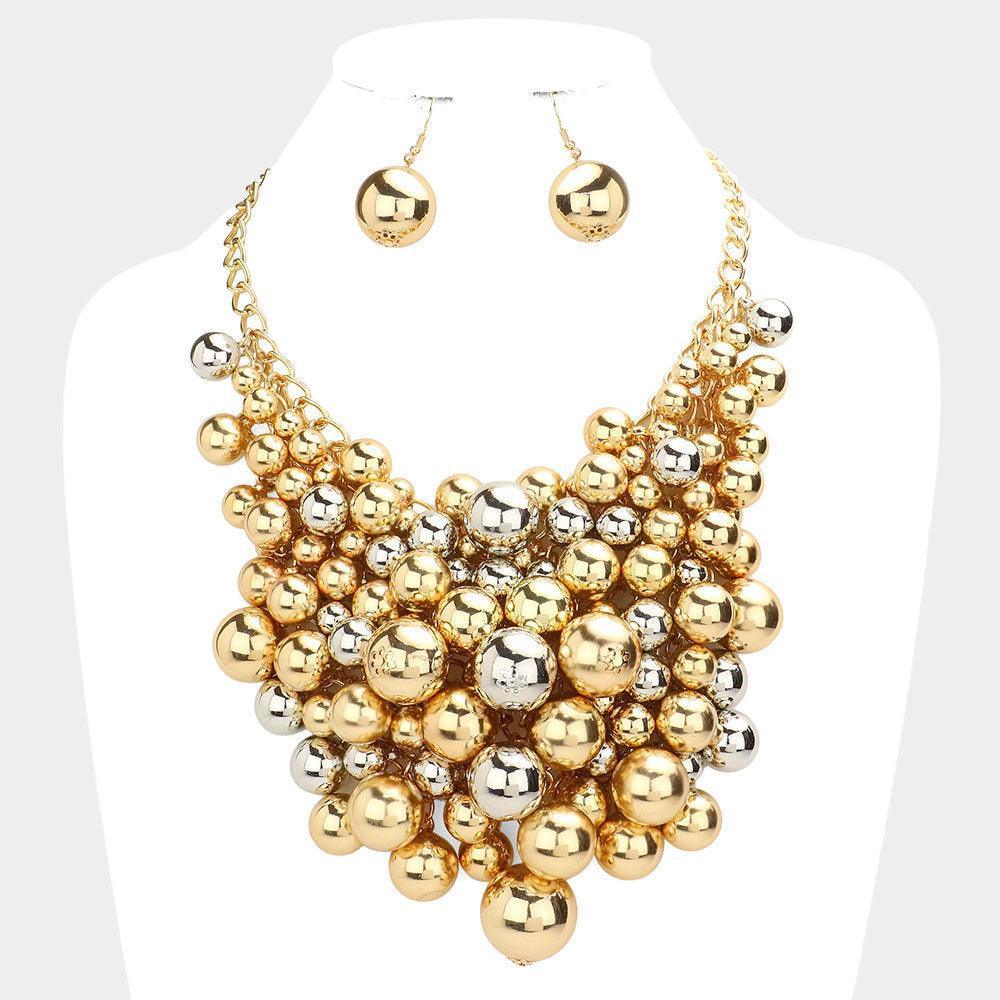 Two Tone Metal Ball Cluster Vine Necklace - Jewelry Store by Erik Rayo