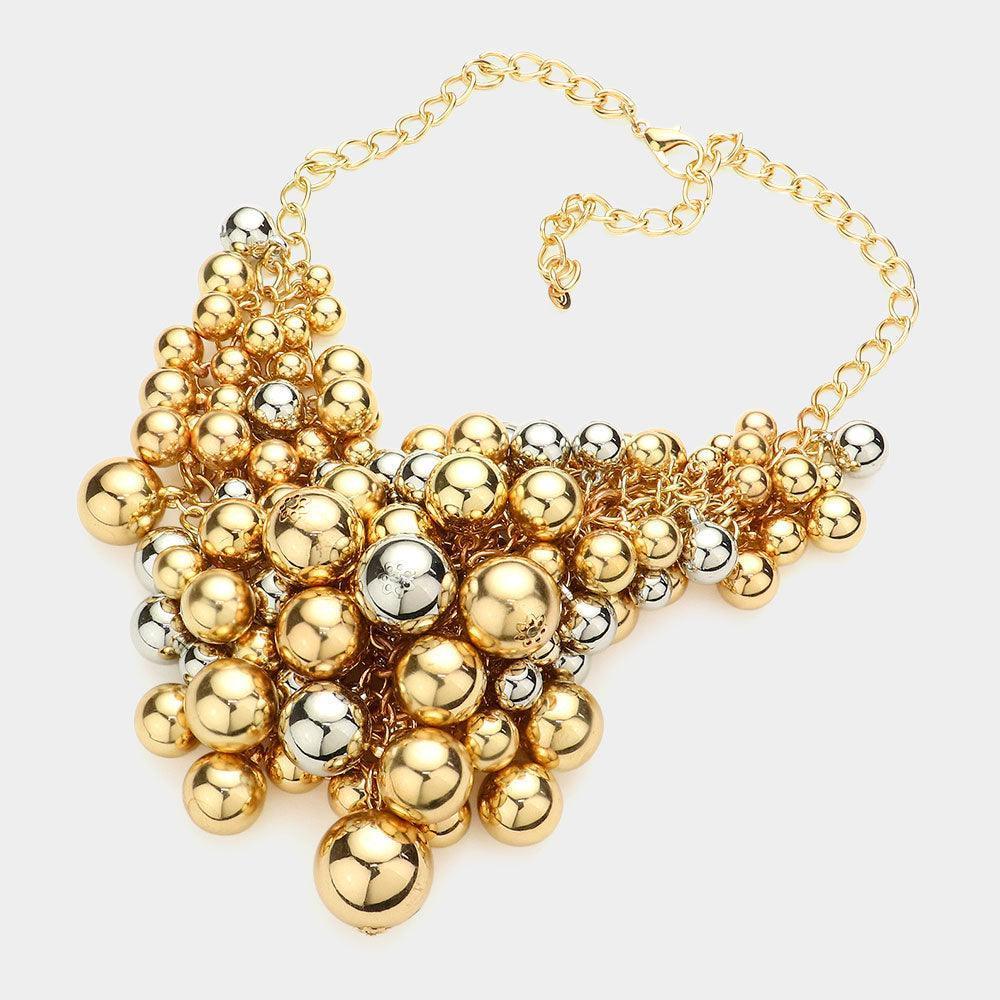 Two Tone Metal Ball Cluster Vine Necklace - Jewelry Store by Erik Rayo
