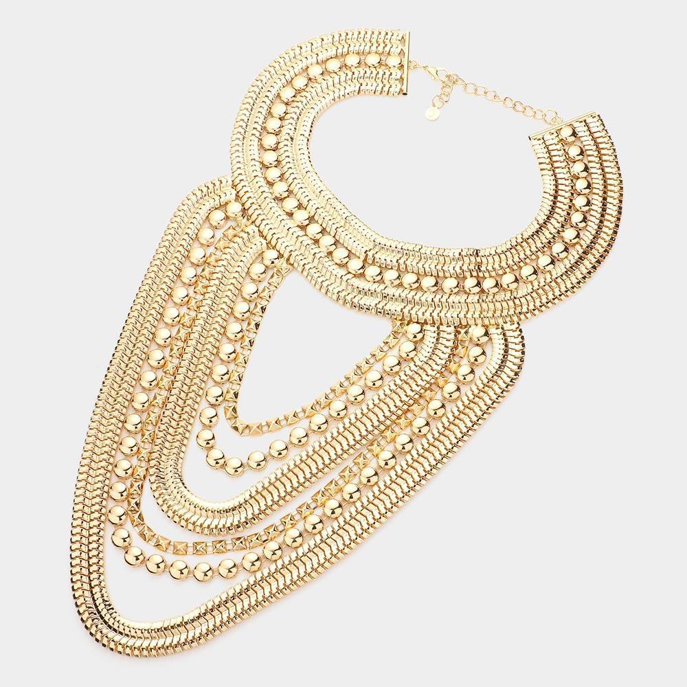 Gold Draped Metal Statement Necklace - Jewelry Store by Erik Rayo