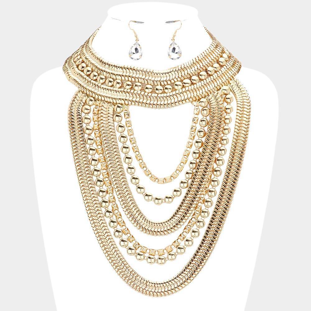 Gold Draped Metal Statement Necklace - Jewelry Store by Erik Rayo